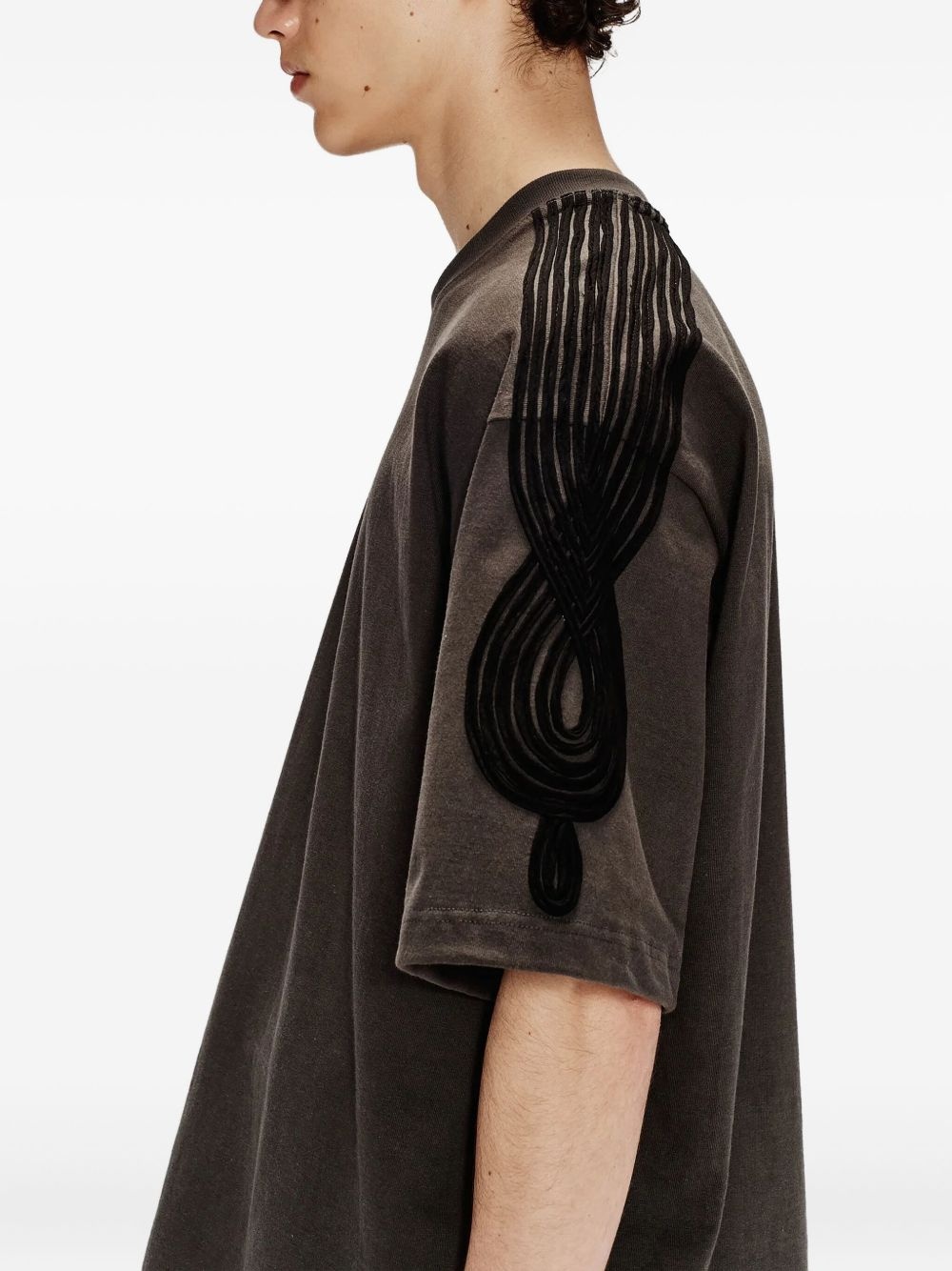 embroidered shoulder-detail T-shirt - 5