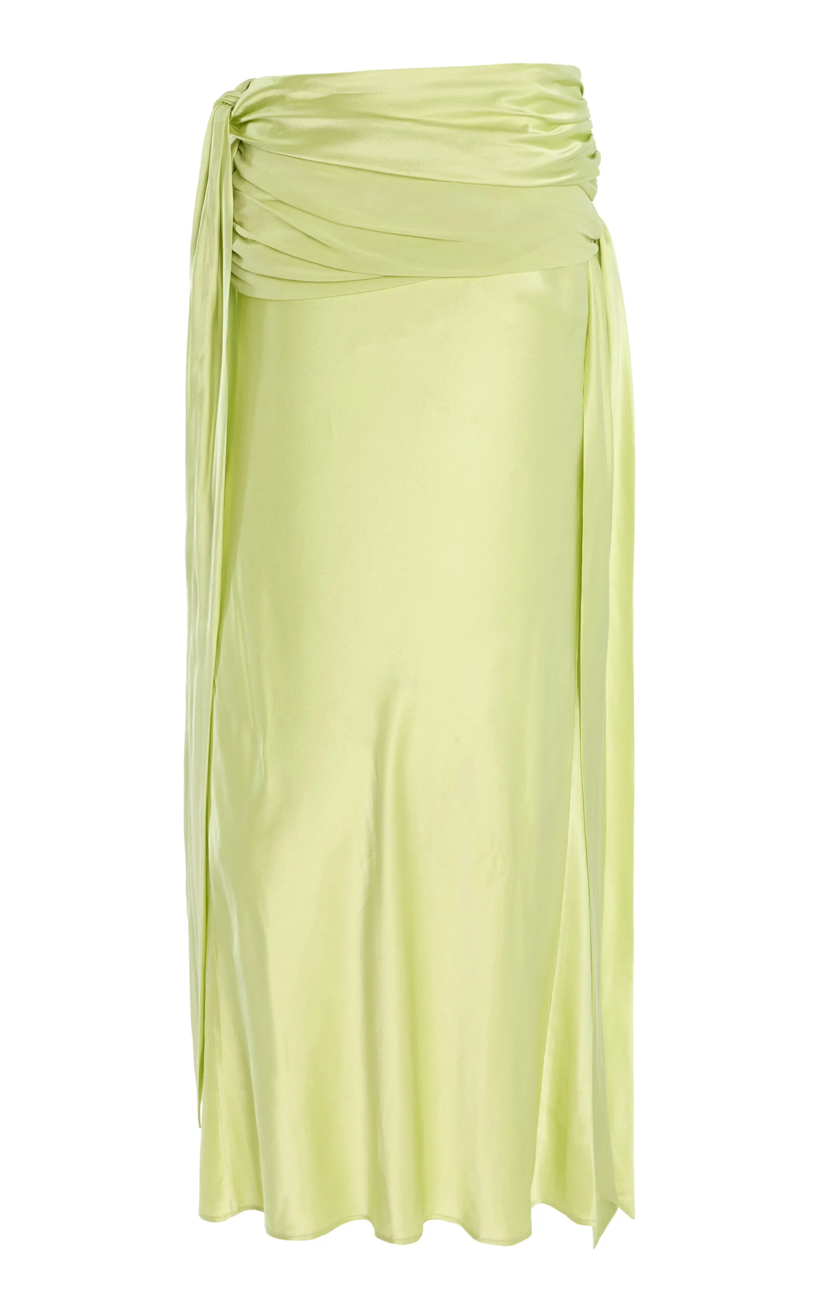 Knotted Silk Maxi Skirt green - 1
