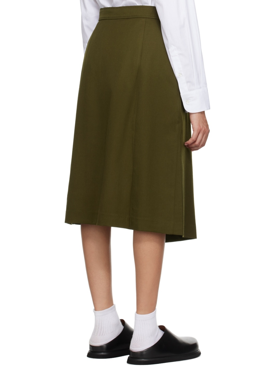 Khaki Wrap Midi Skirt - 3