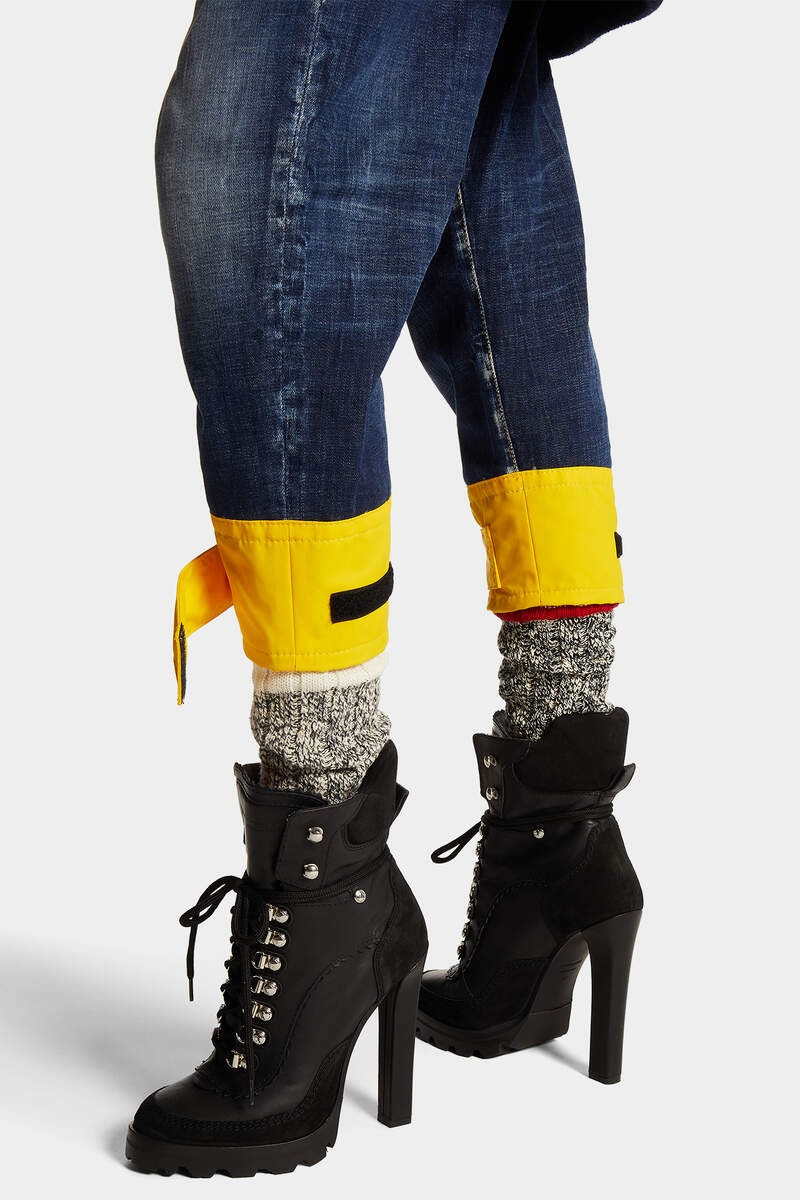 DARK EASY RIPPED WASH FISHERMAN BOTTOM CUFFS JEANS 6