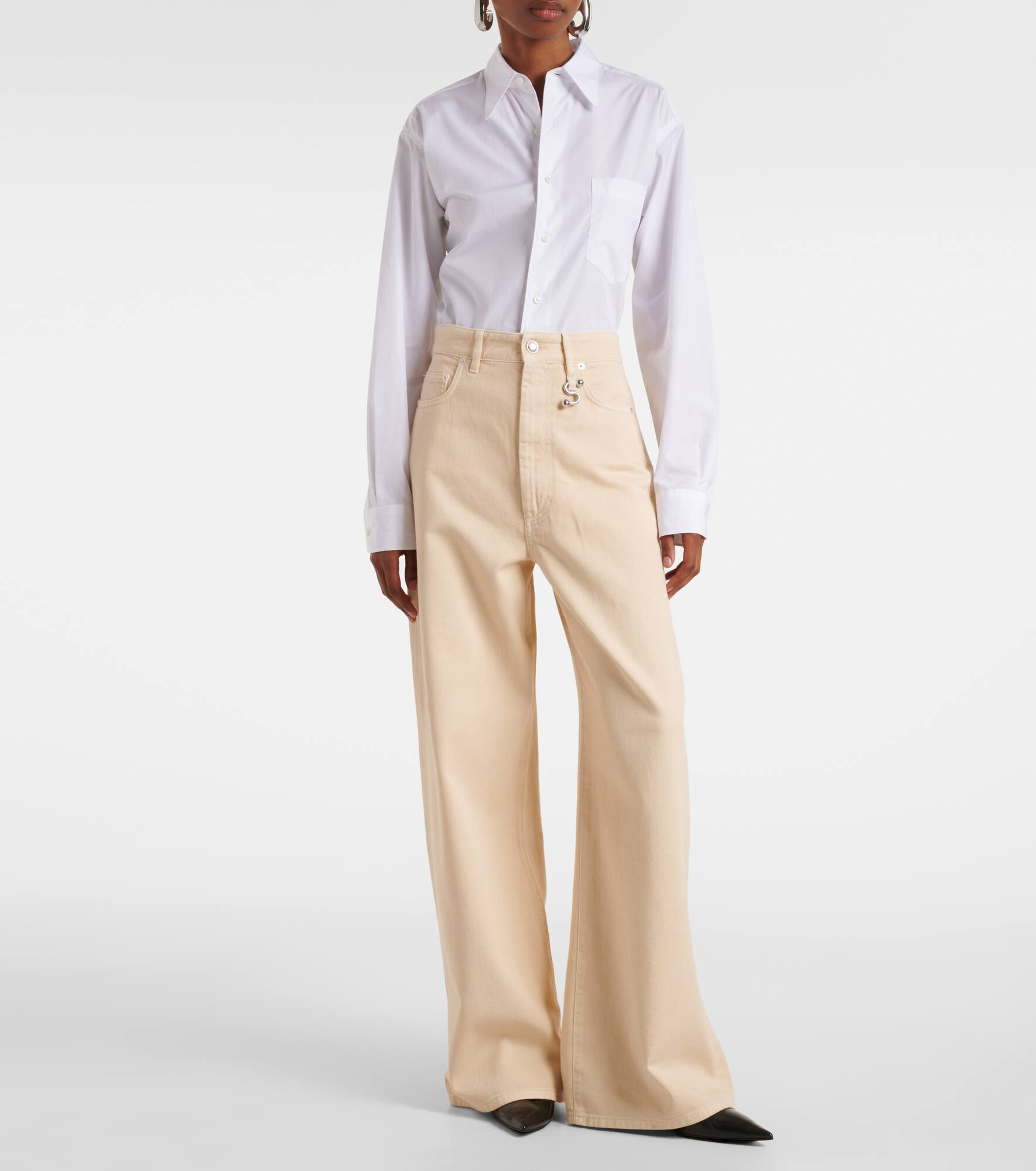 Siamese high-rise wide-leg jeans - 7