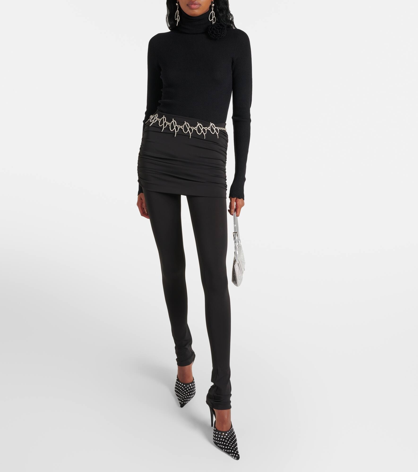 Floral-appliqué wool turtleneck sweater - 2