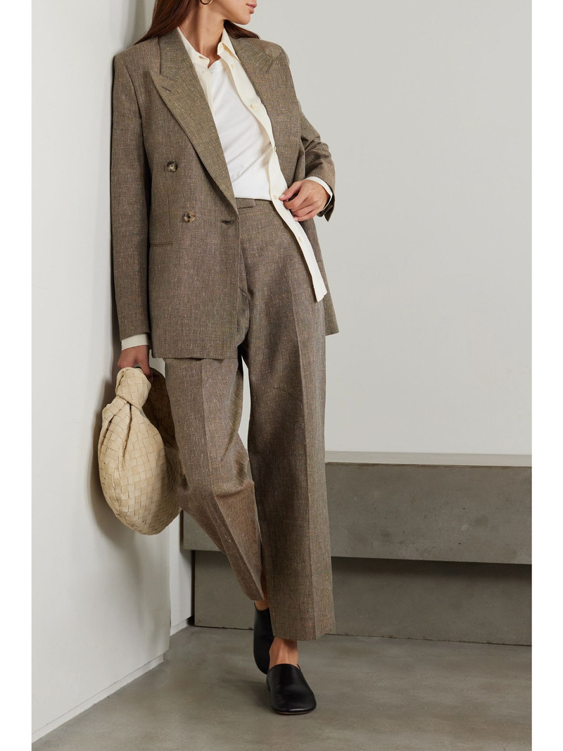 Loro Piana Aurora double-breasted woven blazer Beige outlook