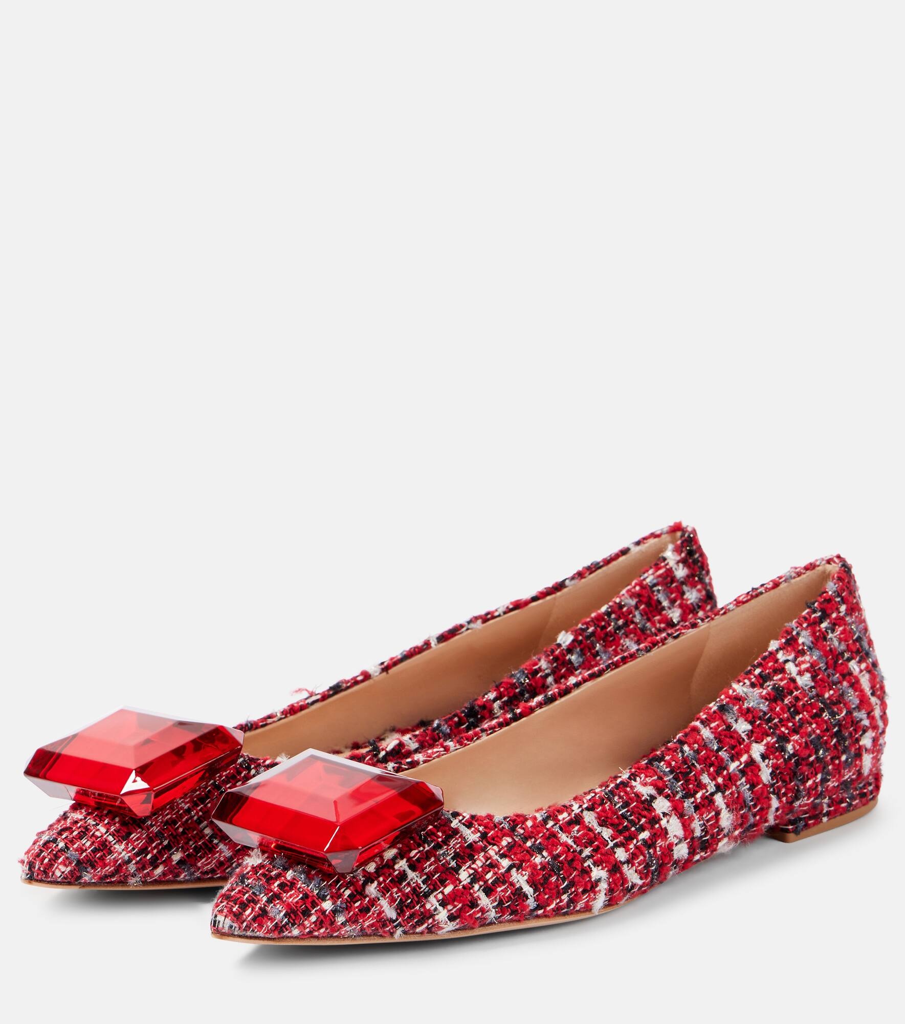 Embellished bouclé ballet flats - 4