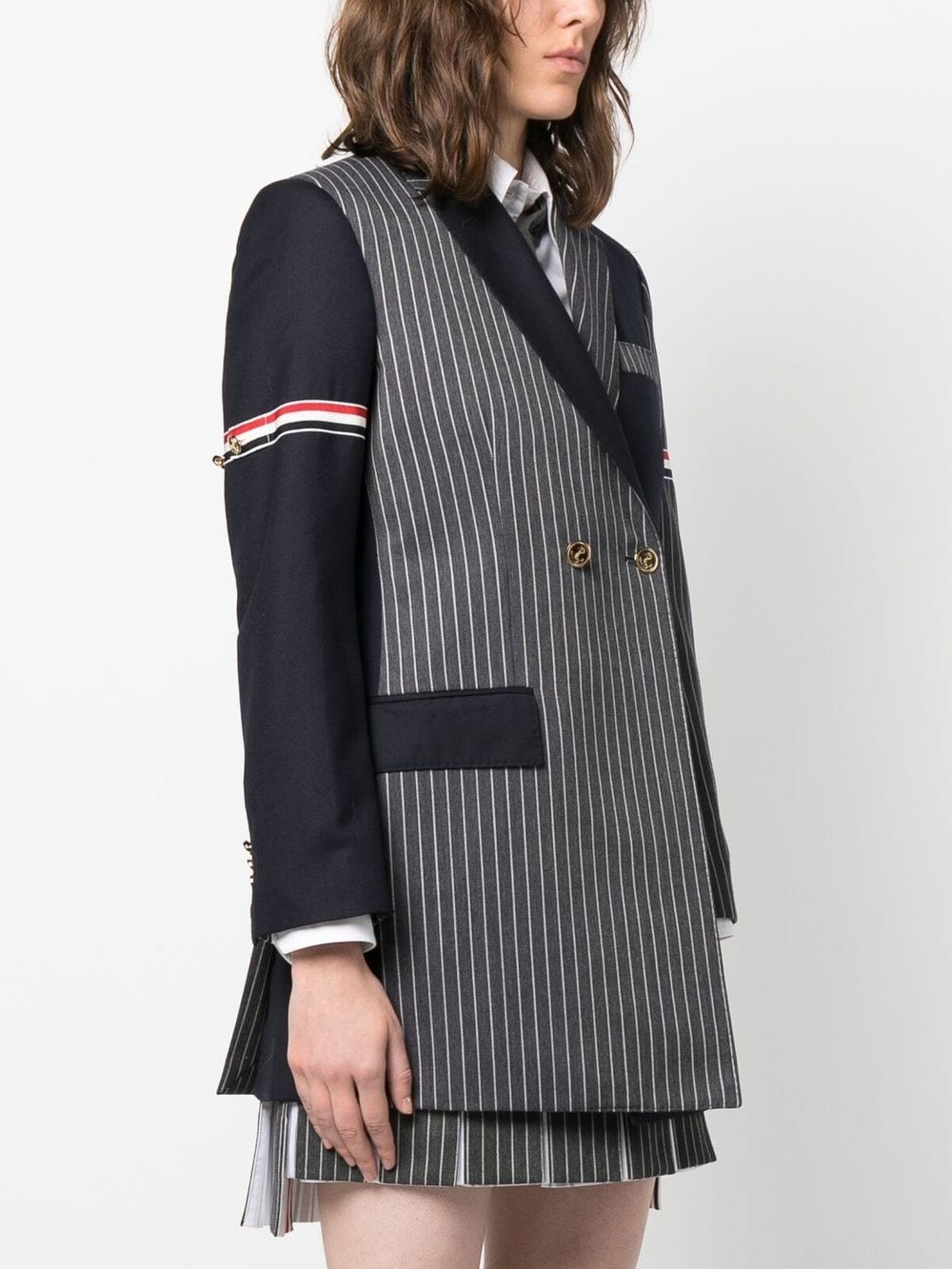 patchwork double-breasted blazer - 3