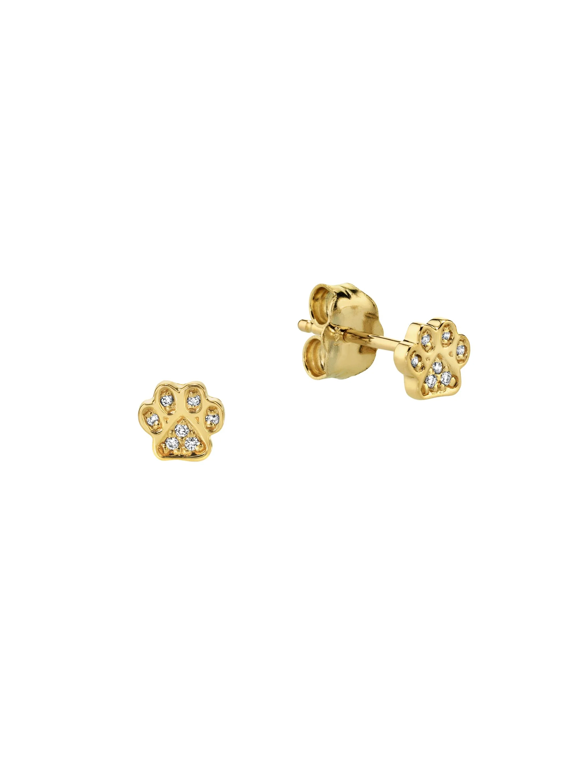 Women's 14K Yellow Gold & Diamond Mini Paw Stud Earring - Yellow Gold - 1
