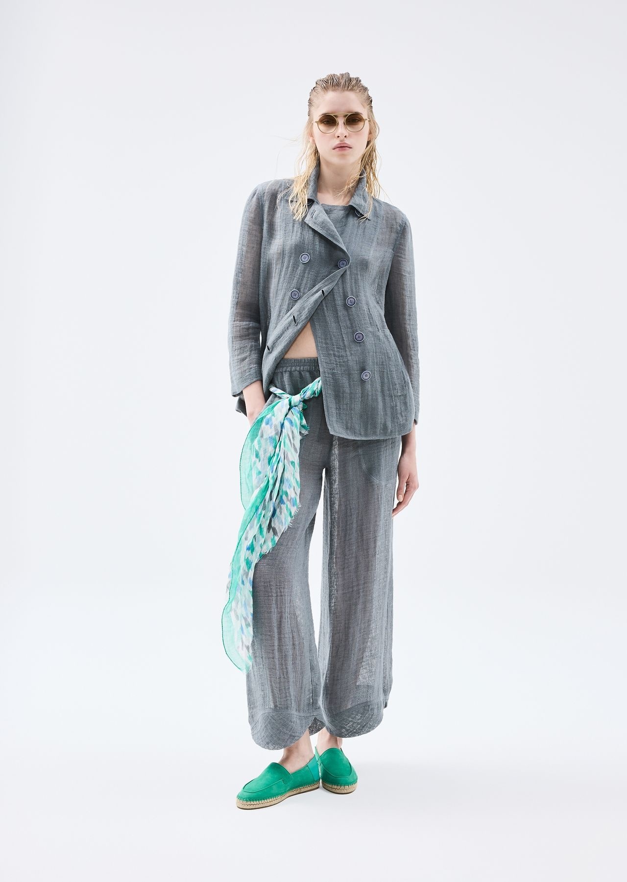 Wide linen-blend trousers - 6