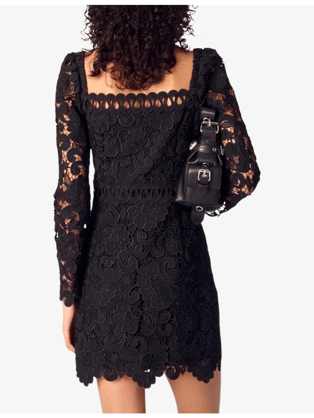 Floral-Pattern Square-Neck Guipure-Lace Mini Dress - 4