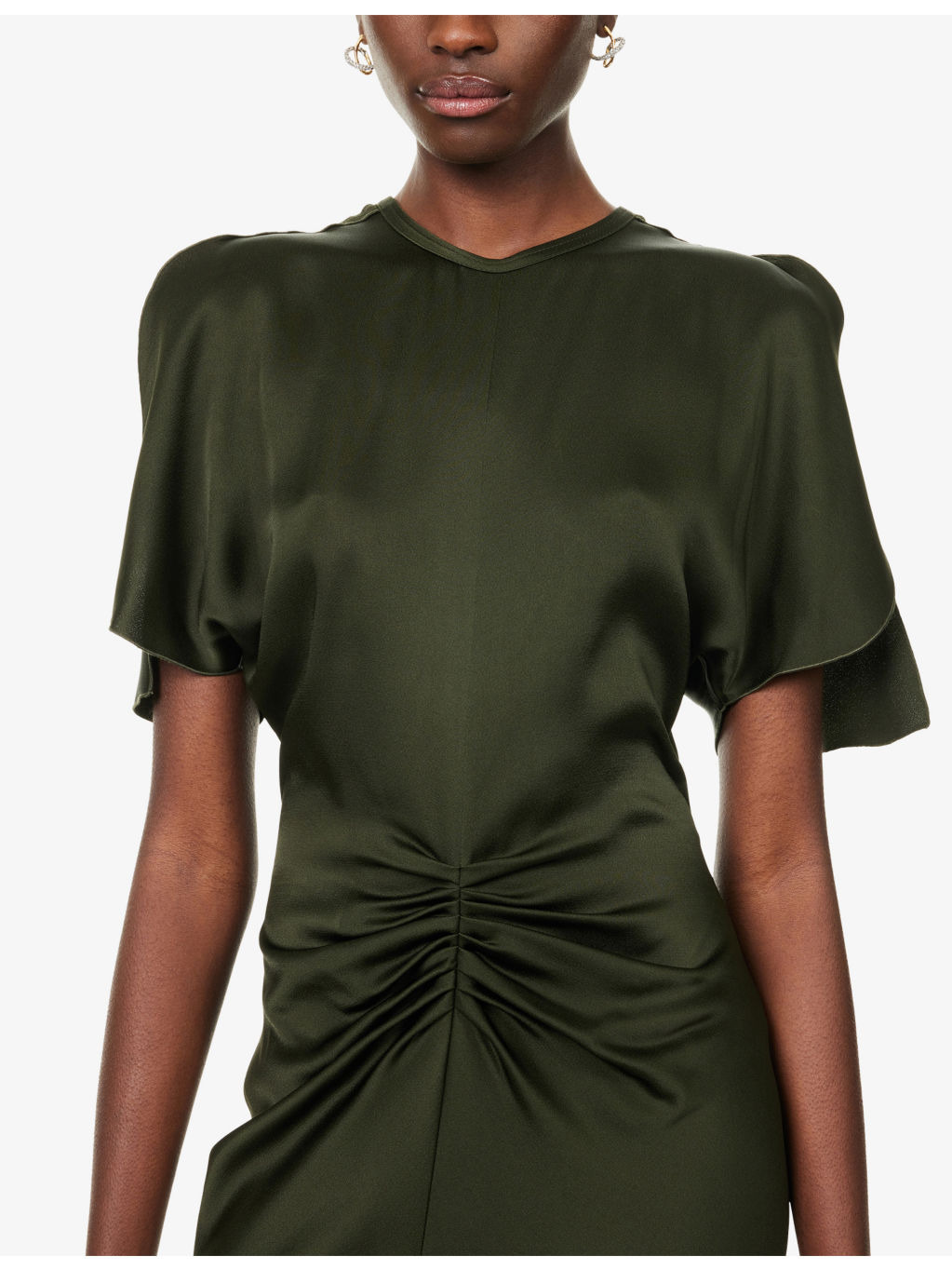Split-Short-Sleeve Regular-Fit Woven Midi Dress - 5