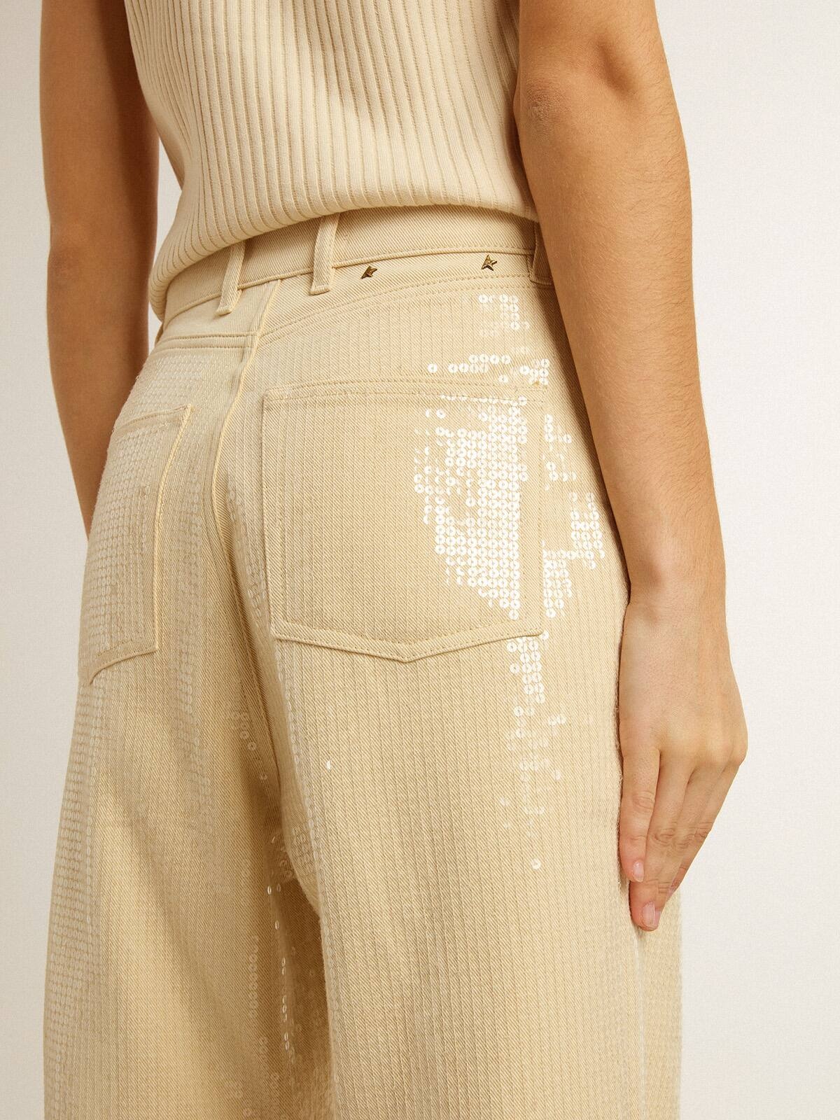 Ecru pants with transparent all-over sequins - 5