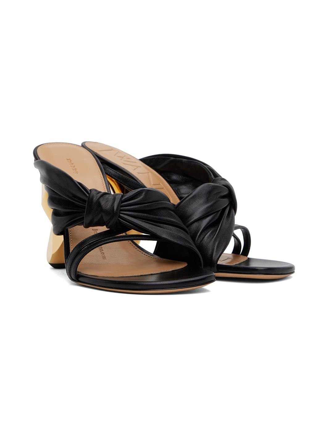 Black Chain Heel Mules - 4