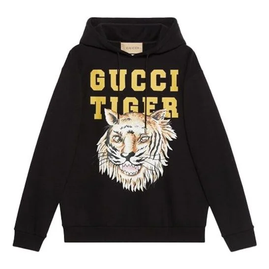 Gucci Tiger Logo Cotton Sweatshirt 'Black Yellow' 623244-XJD3T-1152 - 1