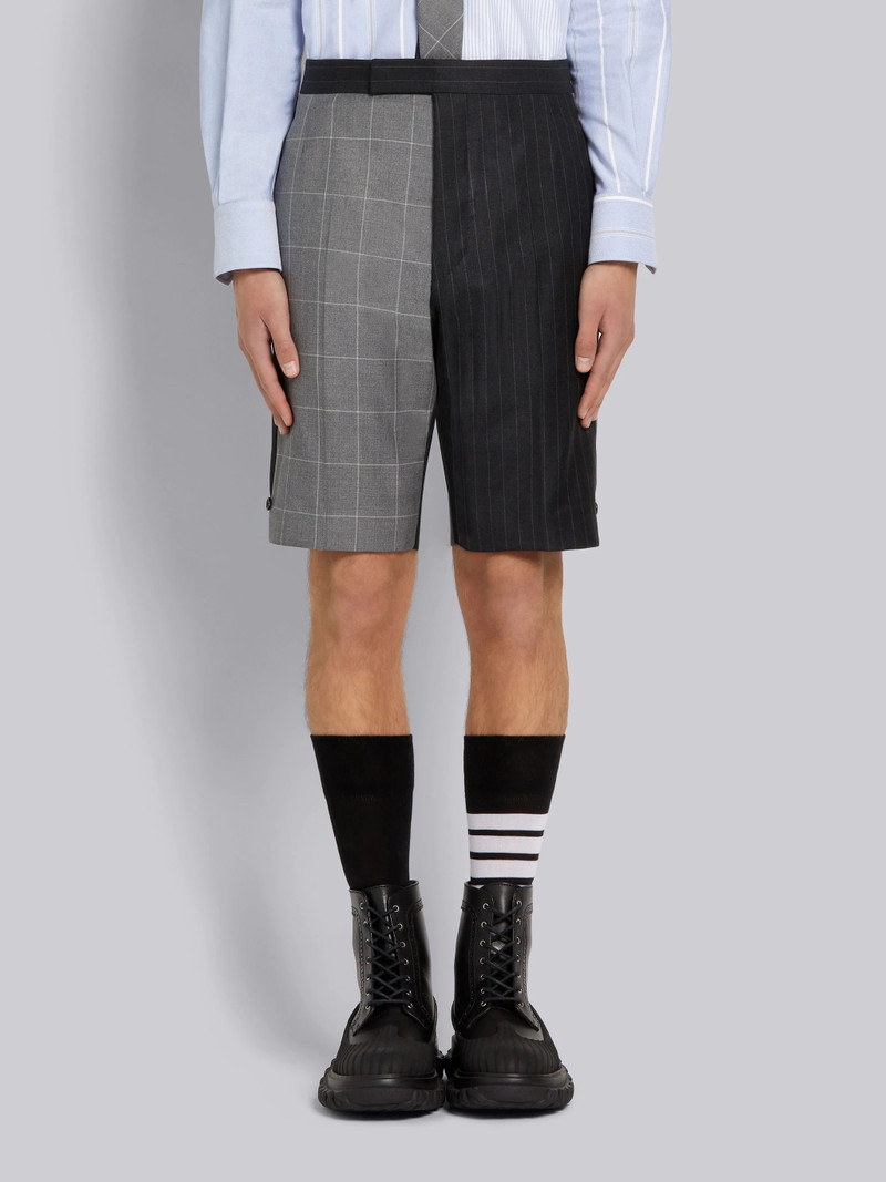Dark Grey Pinstripe Wool Suiting Classic Backstrap Short 1