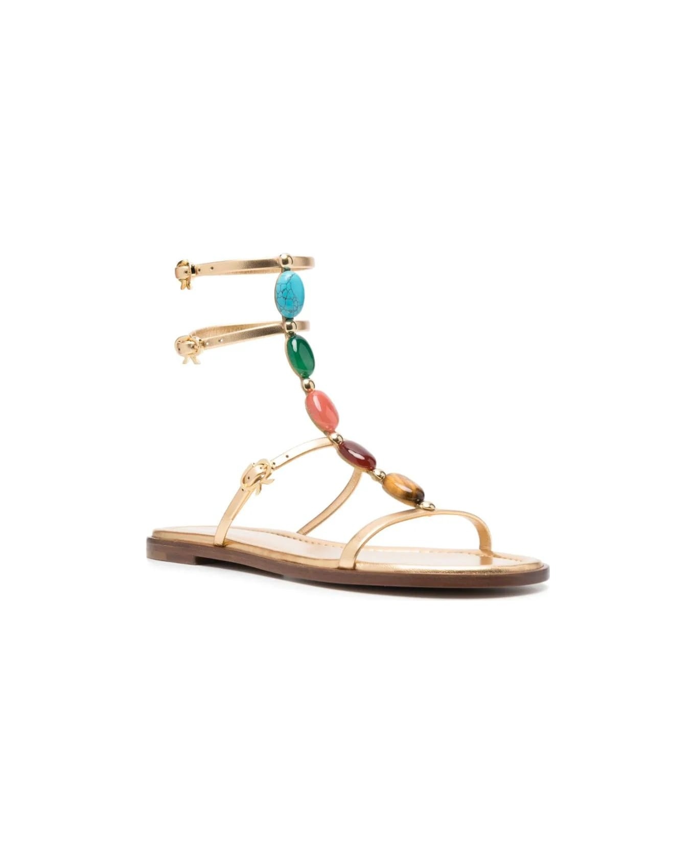 Shanti 05 Sandals In Gold Metallic Leather - 4