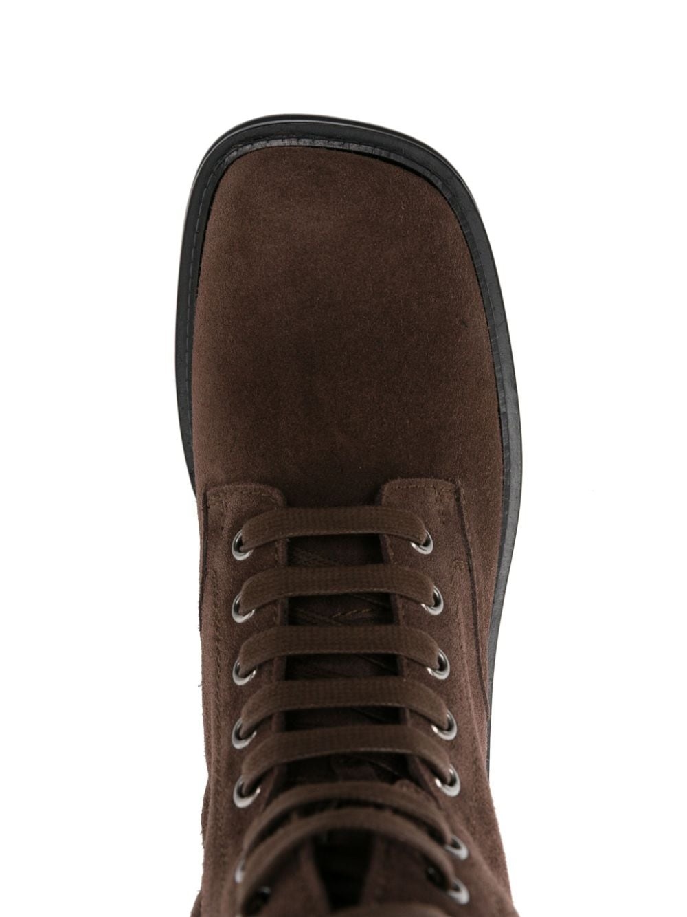 square-toe suede boots - 4