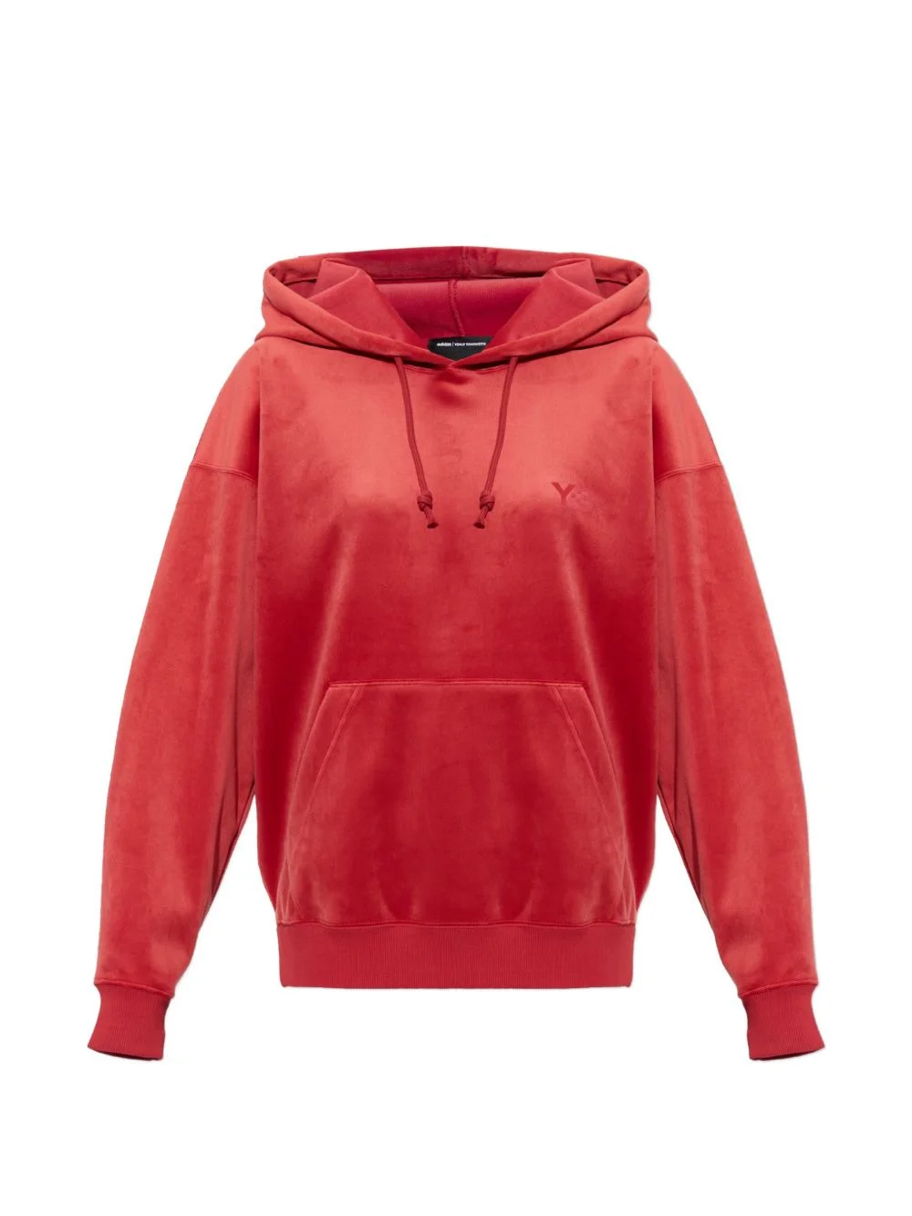 logo-embroidered velvet hoodie - 1