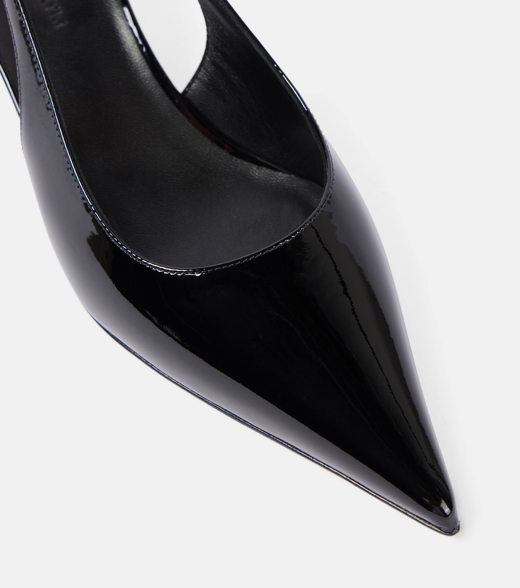 Floral-appliqué leather slingback pumps - 5