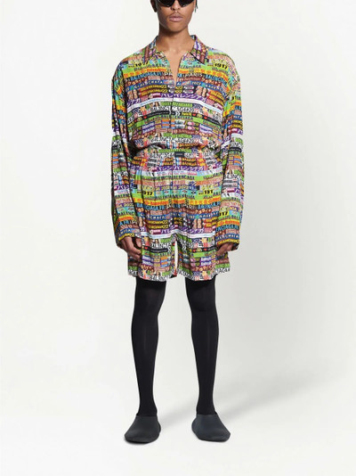 BALENCIAGA AD Banners pajama-style shorts outlook