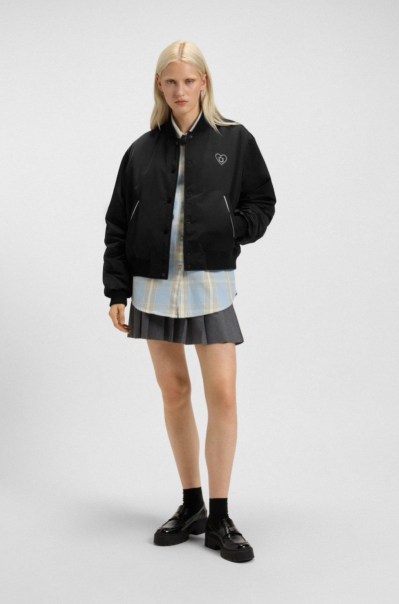 HUGO PADDED VARSITY-STYLE JACKET WITH HAPPY HUGO LOGOS outlook