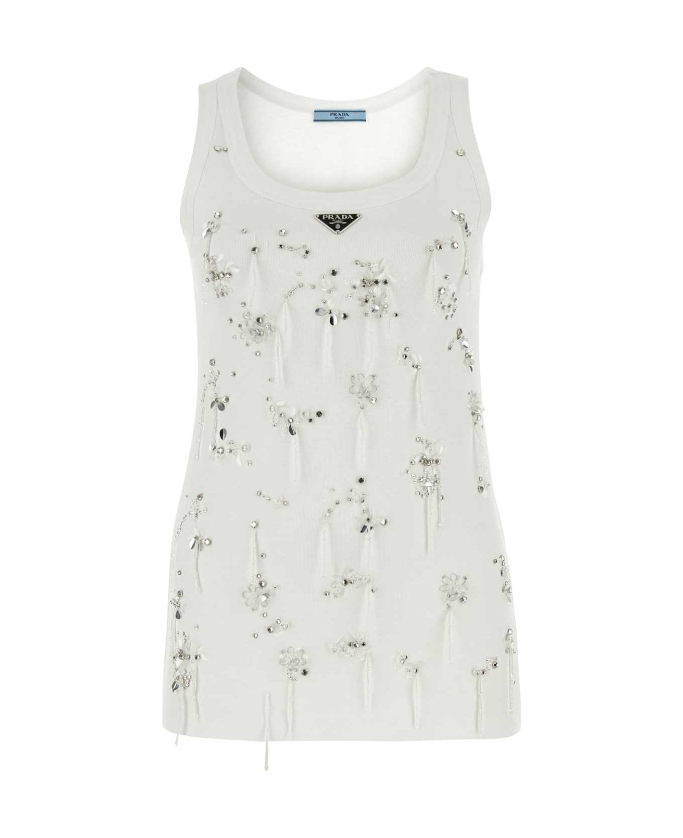 White Cotton Tank Top - 1