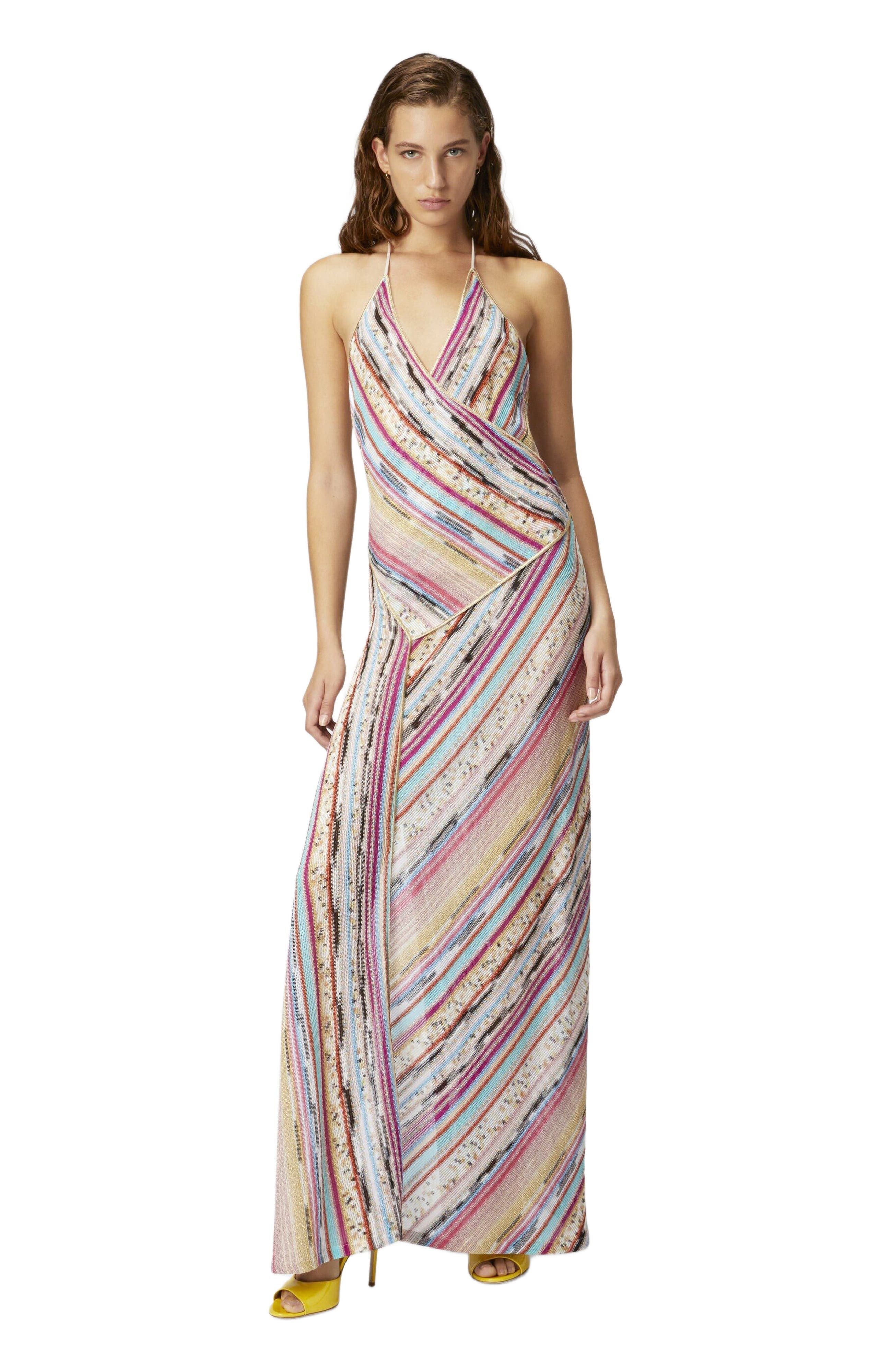 Missoni Long Dress In Lamé Slub Viscose With Slit in Multicoloured at Nordstrom - 1