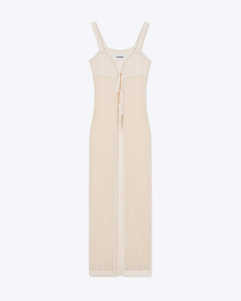 ELIANNE - Cotton-crochet textured dress - Creme 1
