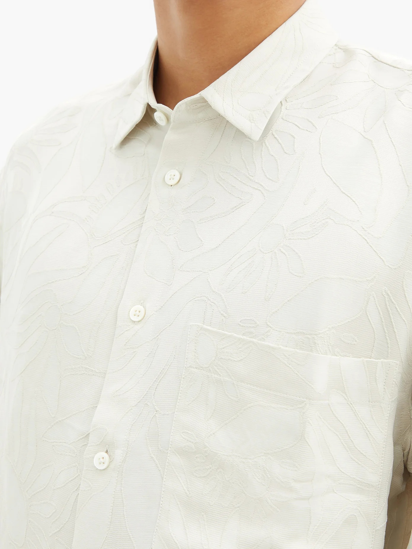 Floral-jacquard chest-pocket shirt - 3