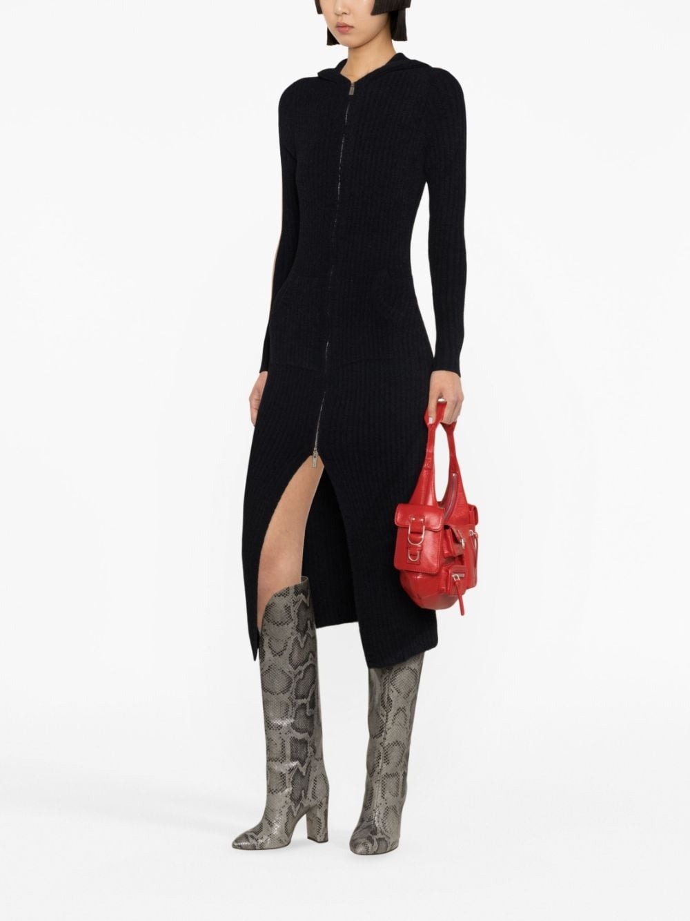 zip-up ribbed midi dress - 2