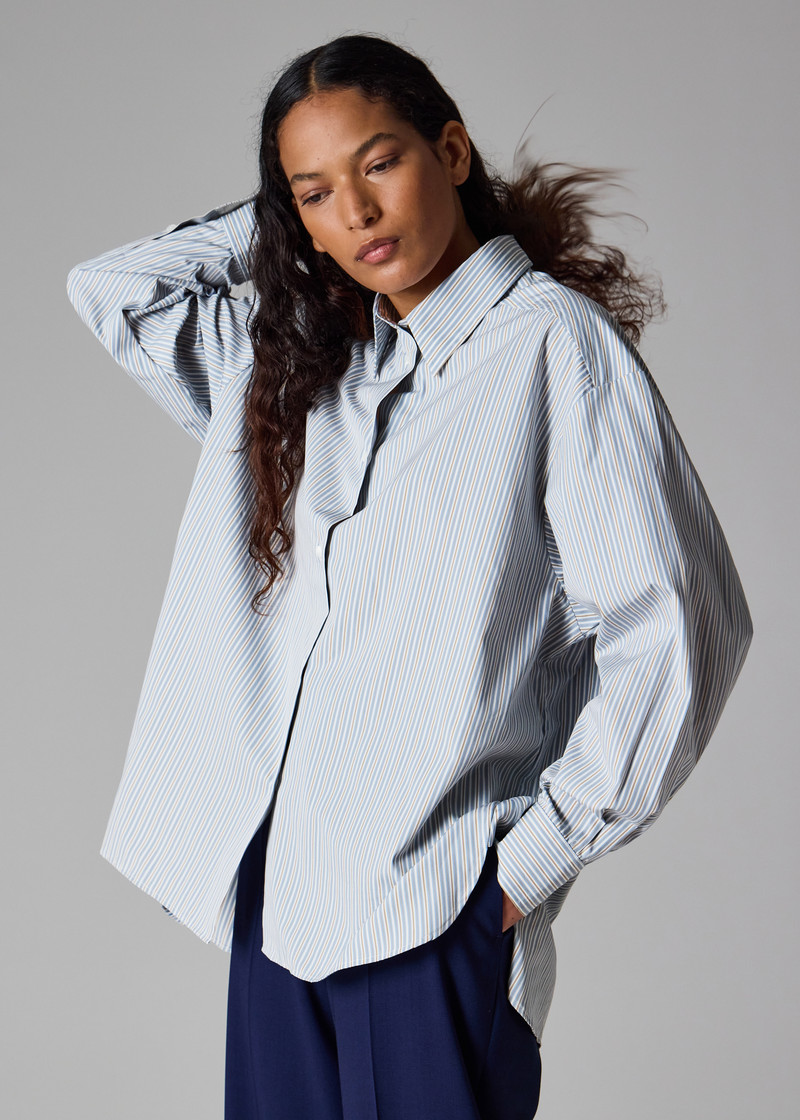 Women's Light Blue Stripe Oversized Shirt 5