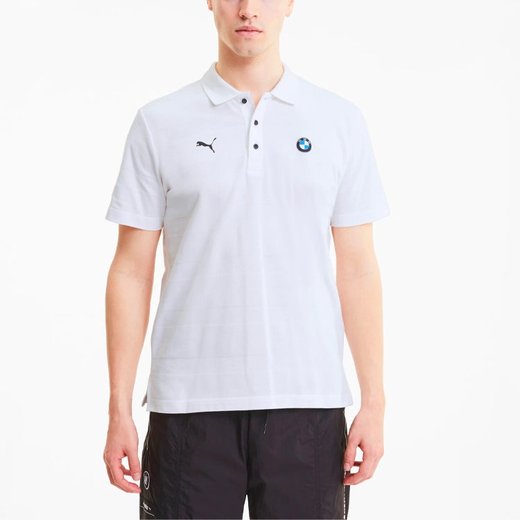 PUMA x BMW Motorsport Striped Short Sleeve Polo Shirt 'White Black' 598005-02 - 4