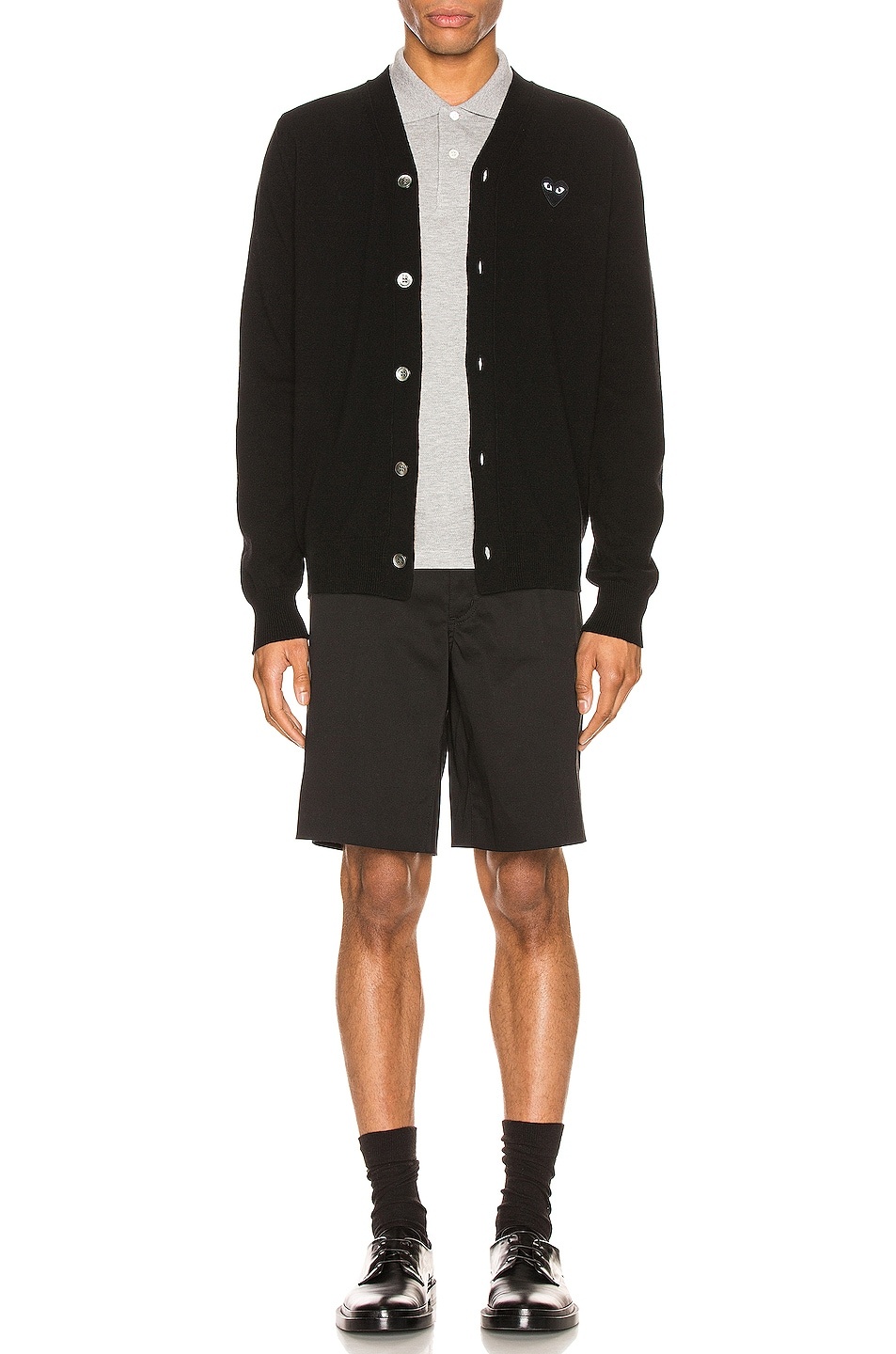 Lambswool Cardigan with Black Emblem - 5