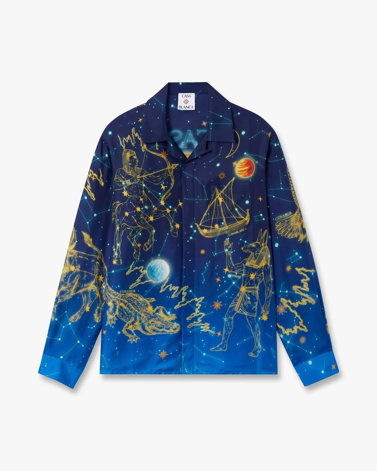 Blue Astrology Long Sleeve Silk Shirt | Casablanca Paris - 1