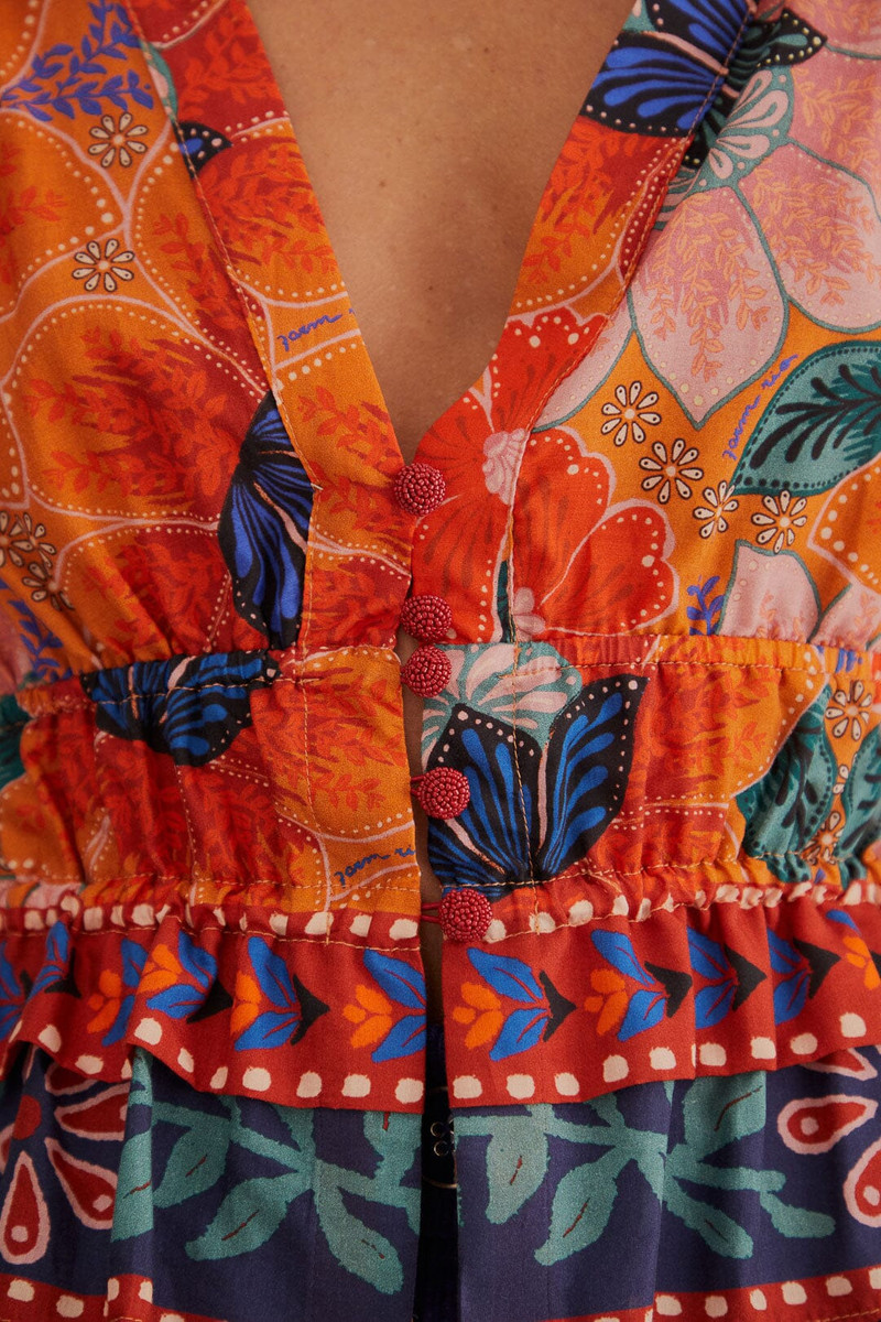 Orange Marias Floral Long Sleeve Blouse 7