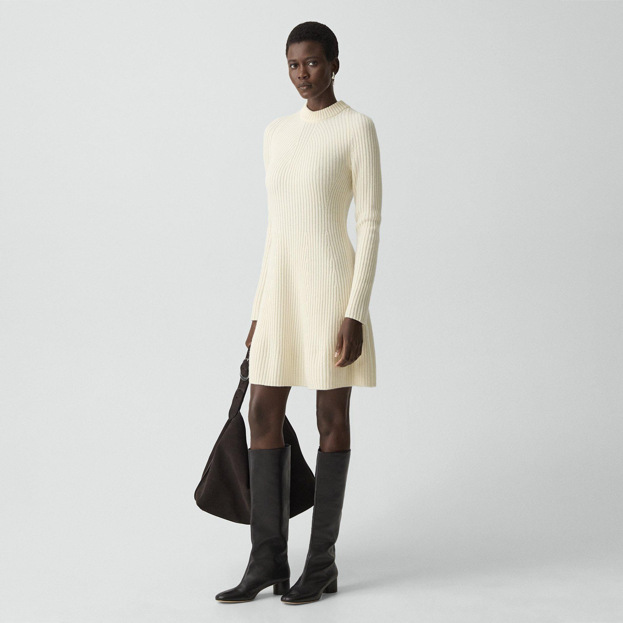 Ribbed Sweater Dress in Felted Wool-Cashmere - 2
