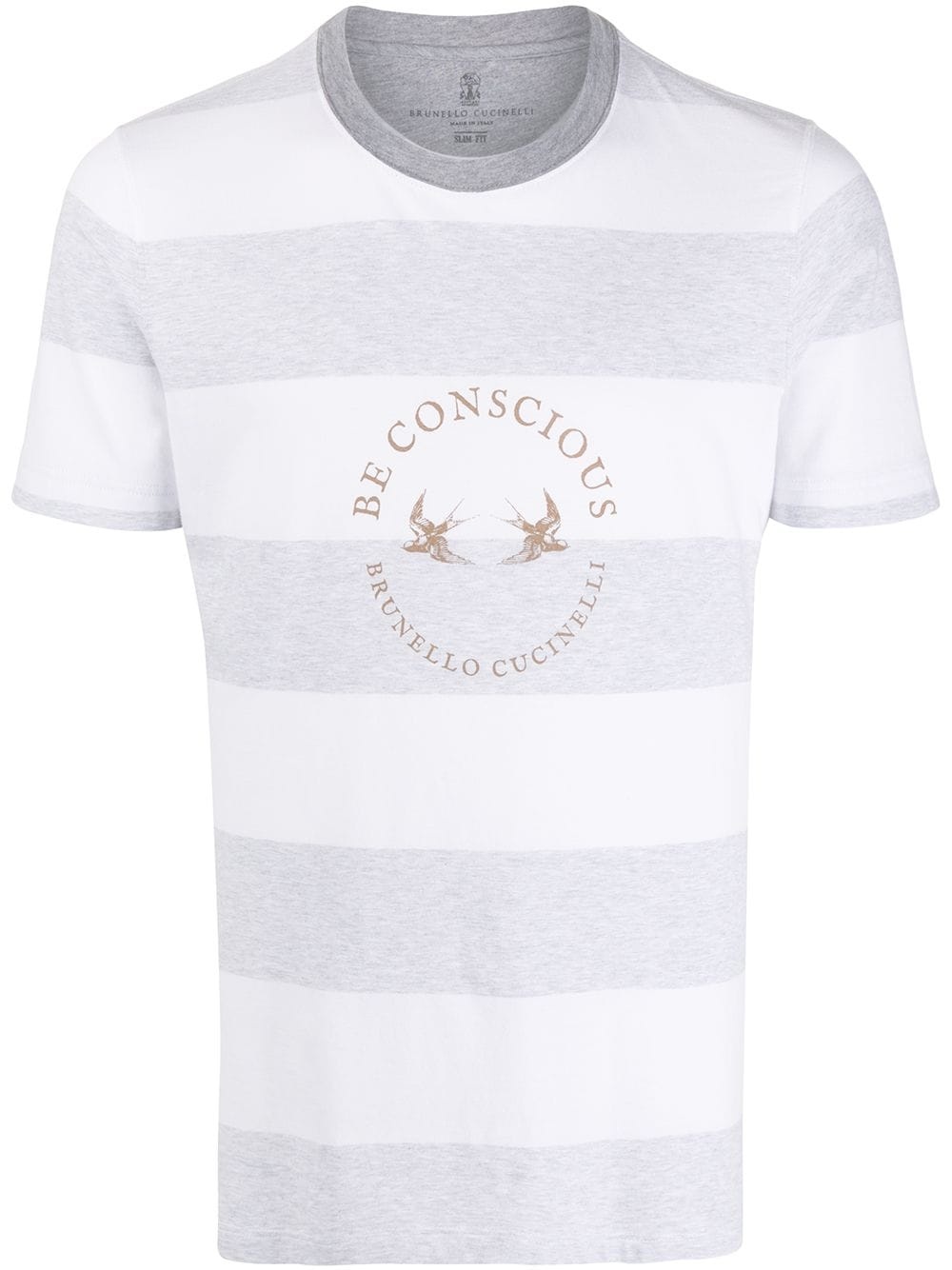 Be Conscious stripe T-shirt - 1