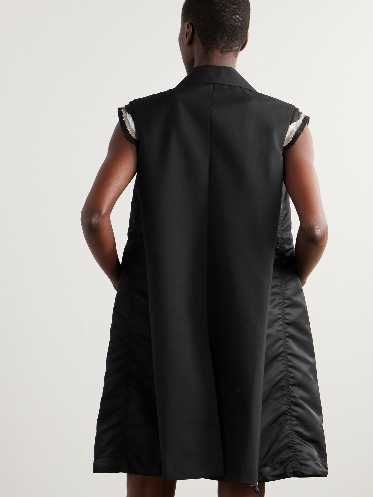 Canvas-trimmed grain de poudre and shell vest Black - 4
