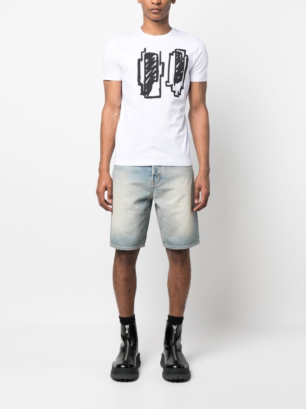 knee-length denim shorts - 2