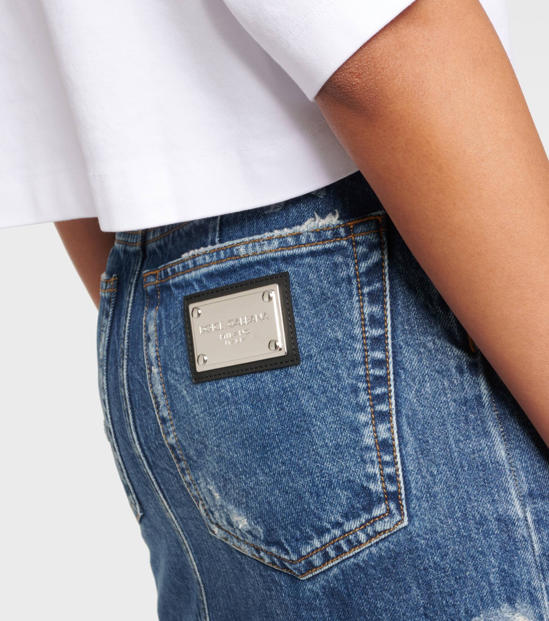 Distressed denim miniskirt - 6