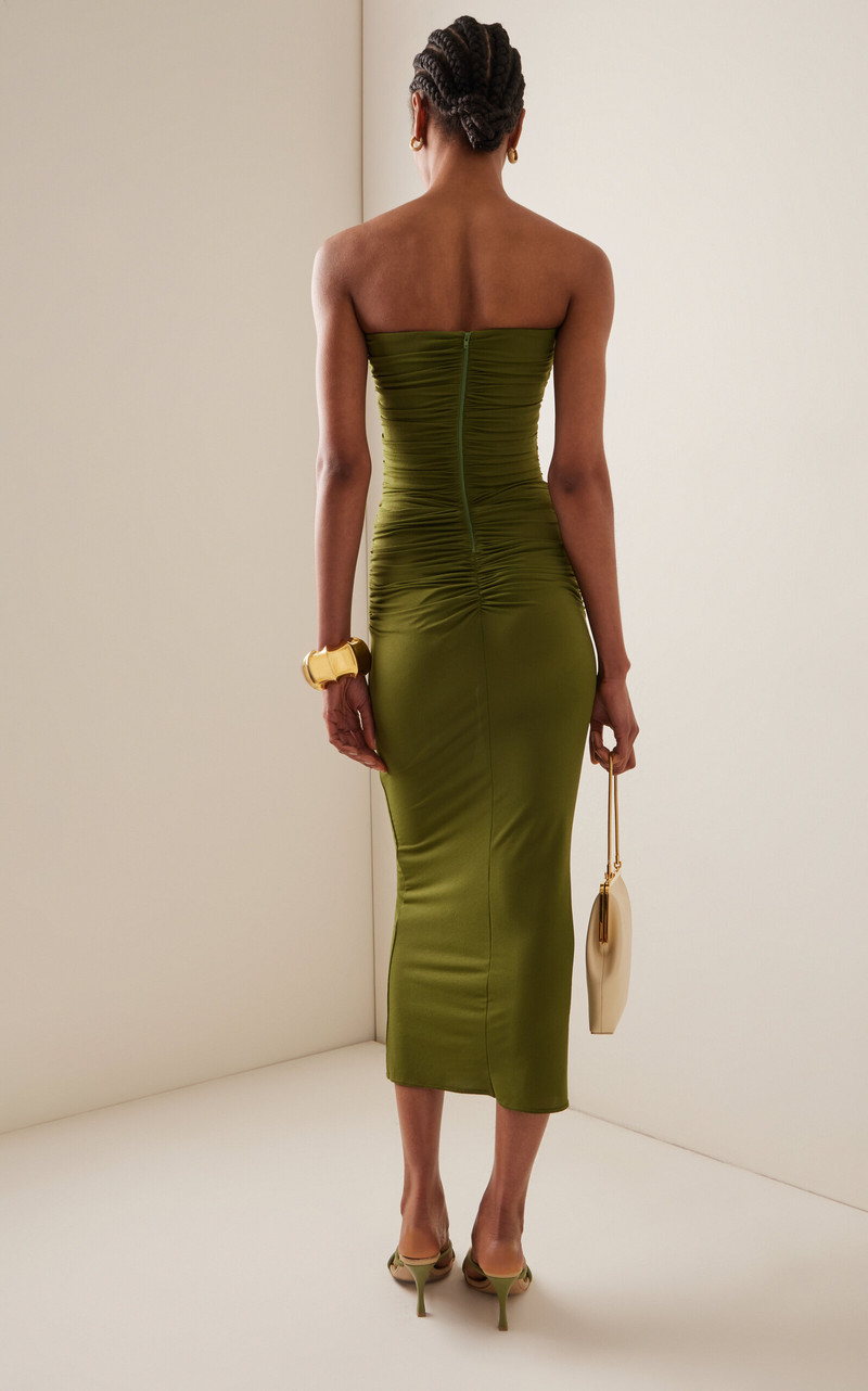 Ruched Jersey-Crepe Midi Dress green 4