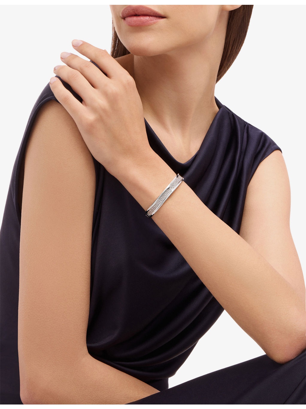 B.zero1 18ct white-gold and 4.24ct diamond bangle bracelet - 4