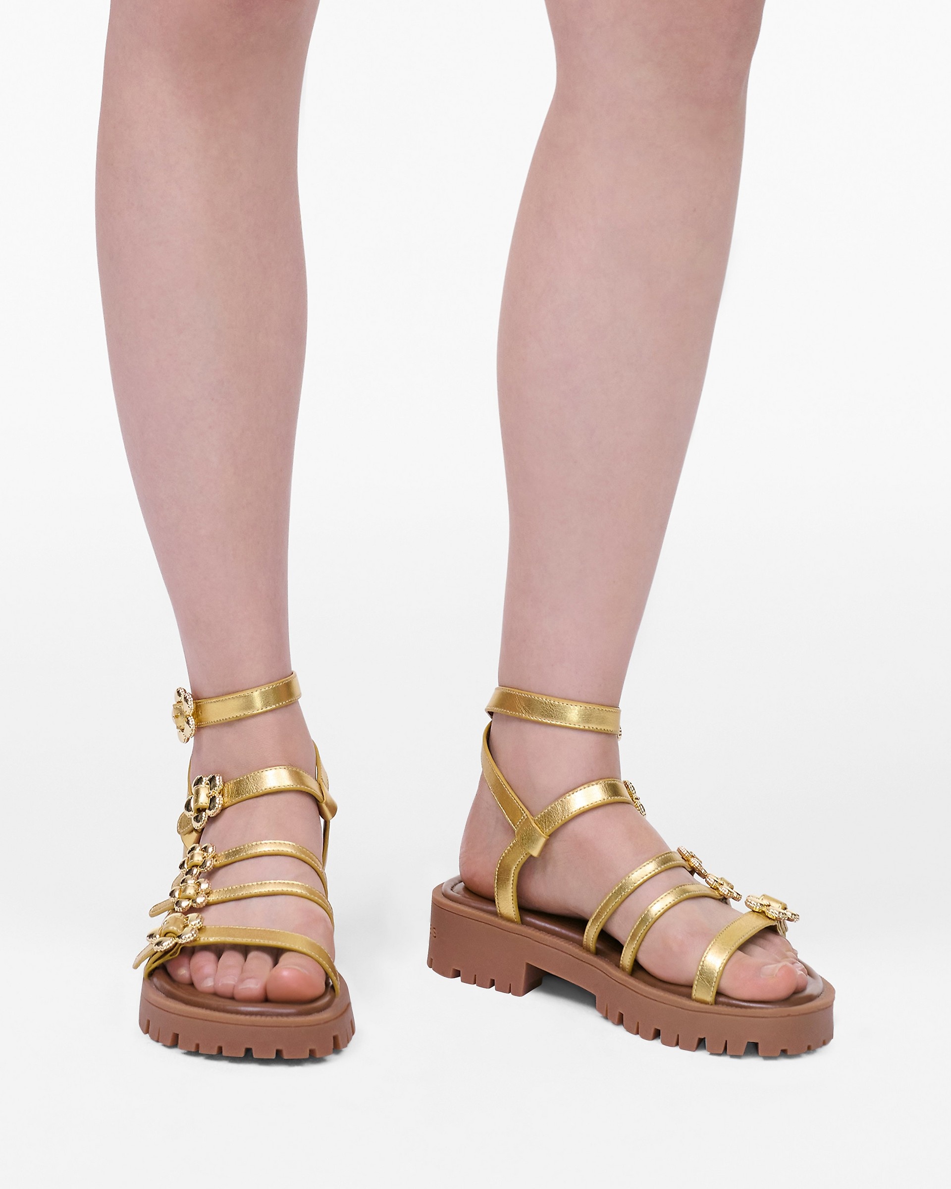THE METALLIC LEATHER DAISY GLADIATOR SANDAL - 2