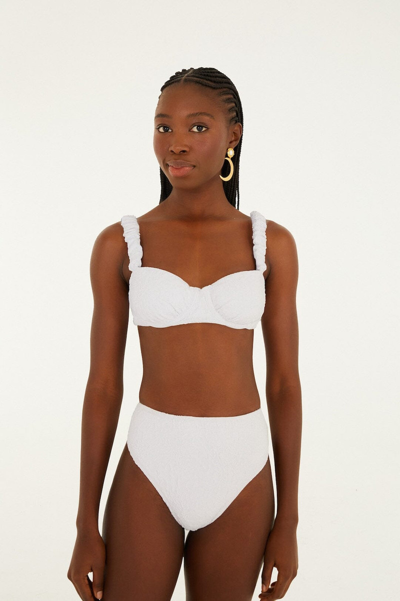 White Gerbera Daisy High Waist Bikini Bottom 1
