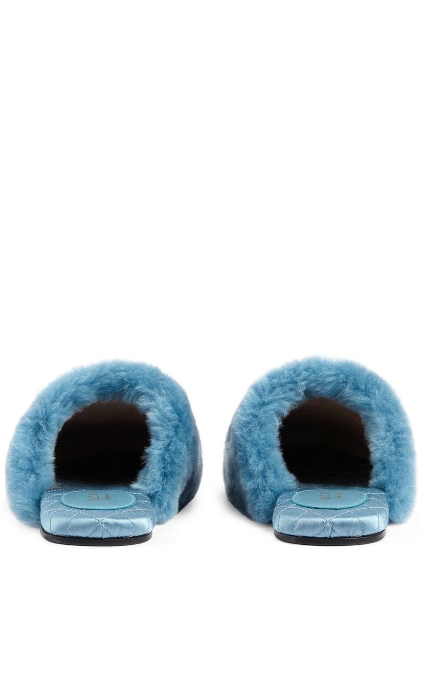 Interlocking G Faux Fur Slippers in Blue - 5