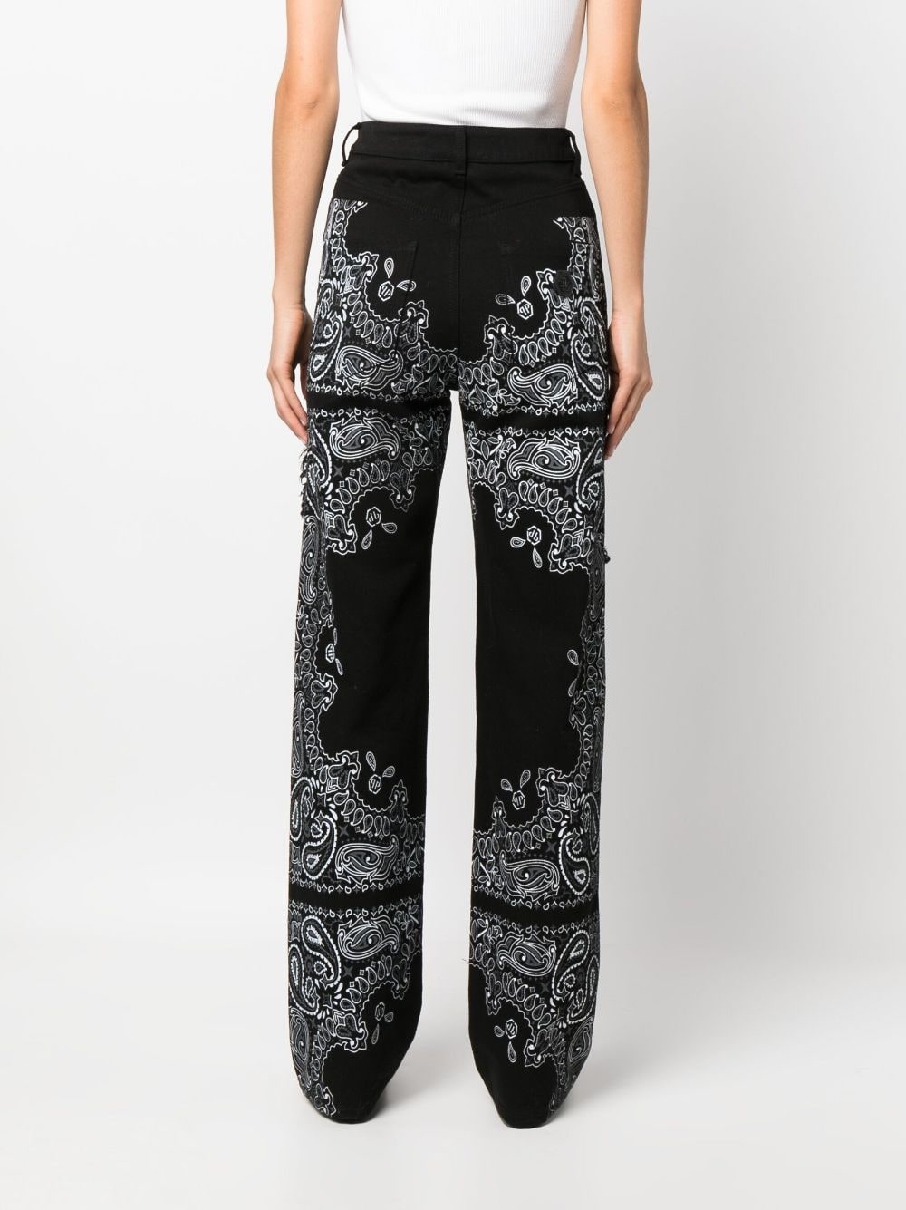 ripped paisley-print jeans - 4