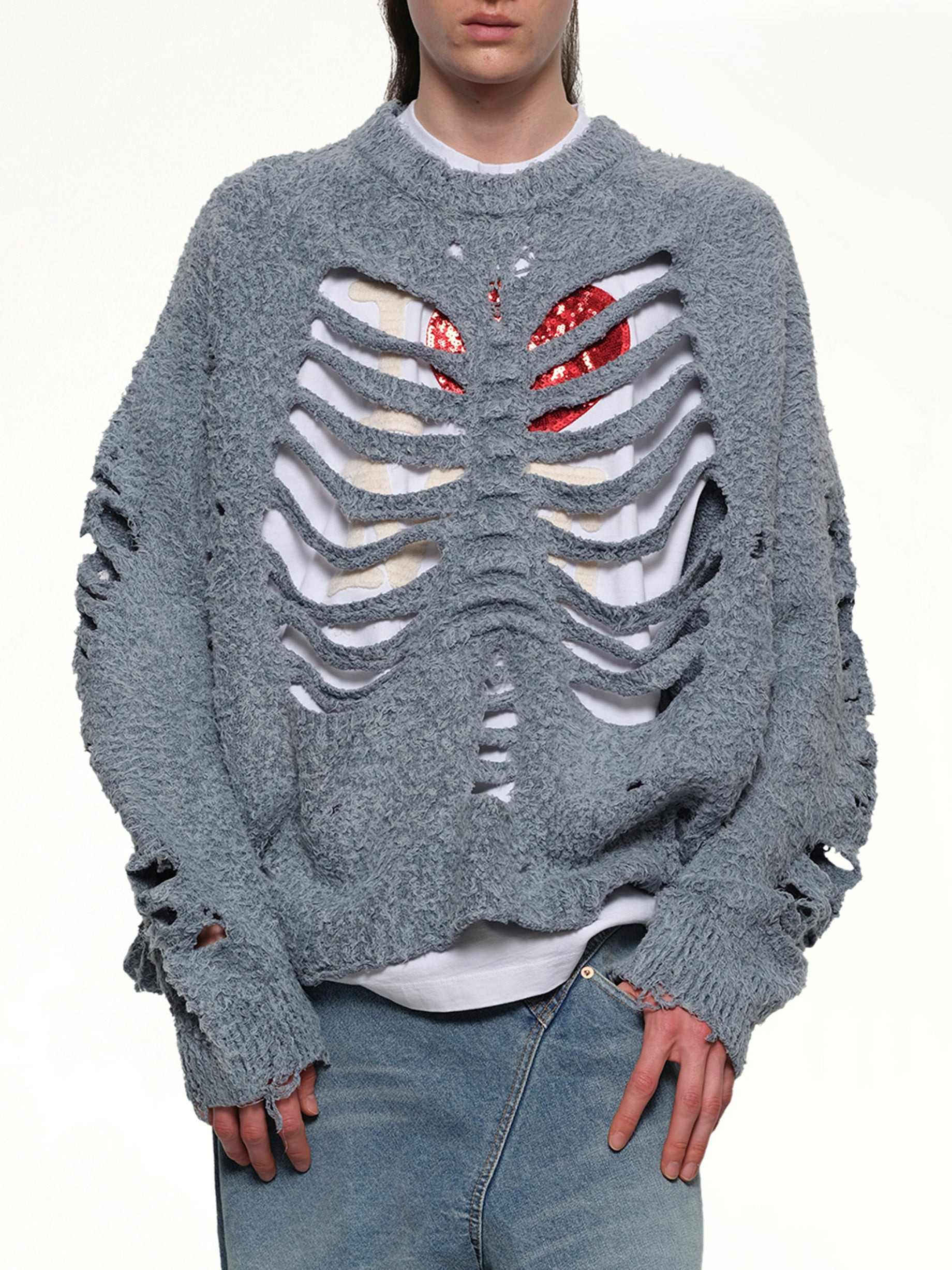 Ribcage Knit Pullover in Blue - 6