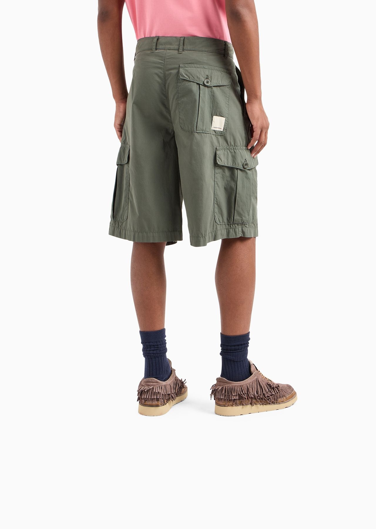 Emporio Armani Sustainability Values Capsule Collection garment-dyed organic poplin cargo Bermuda sh - 3