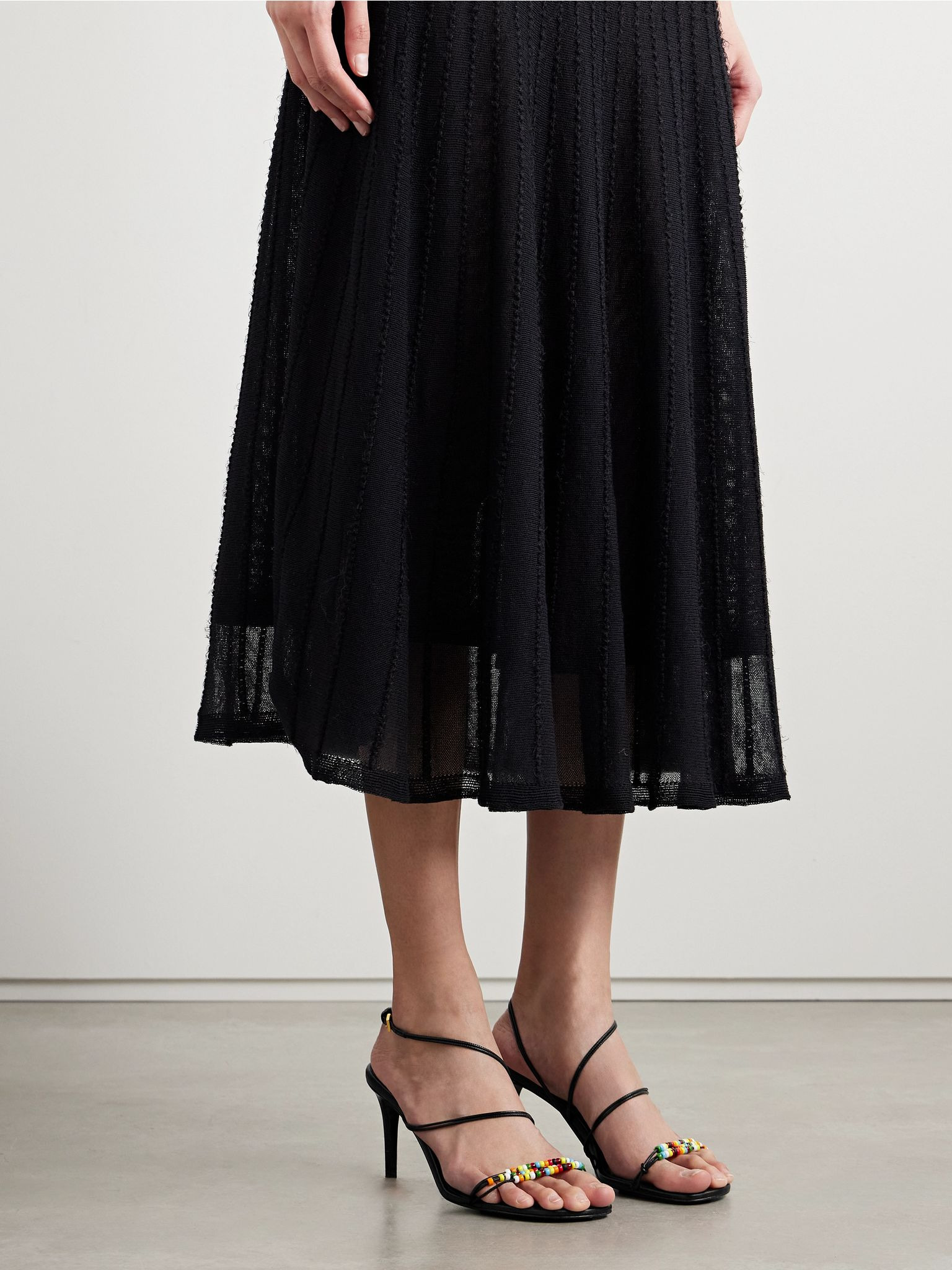 Loop bead-embellished leather sandals Black - 2