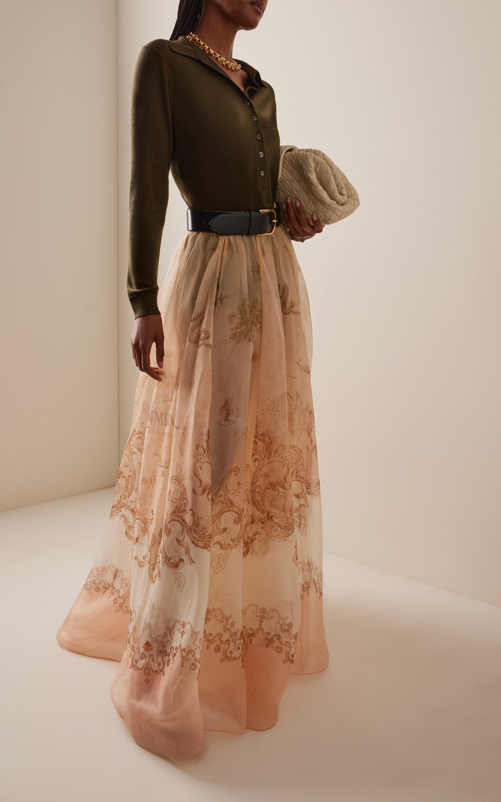 Hypnotic Organza Maxi Silk Skirt multi - 2