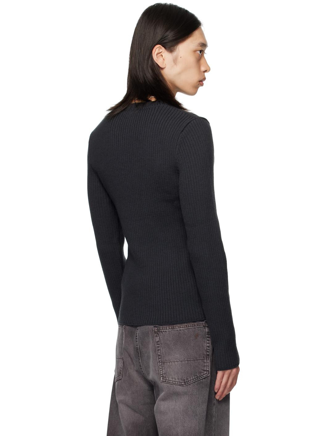 Black Compact Round Sweater - 3