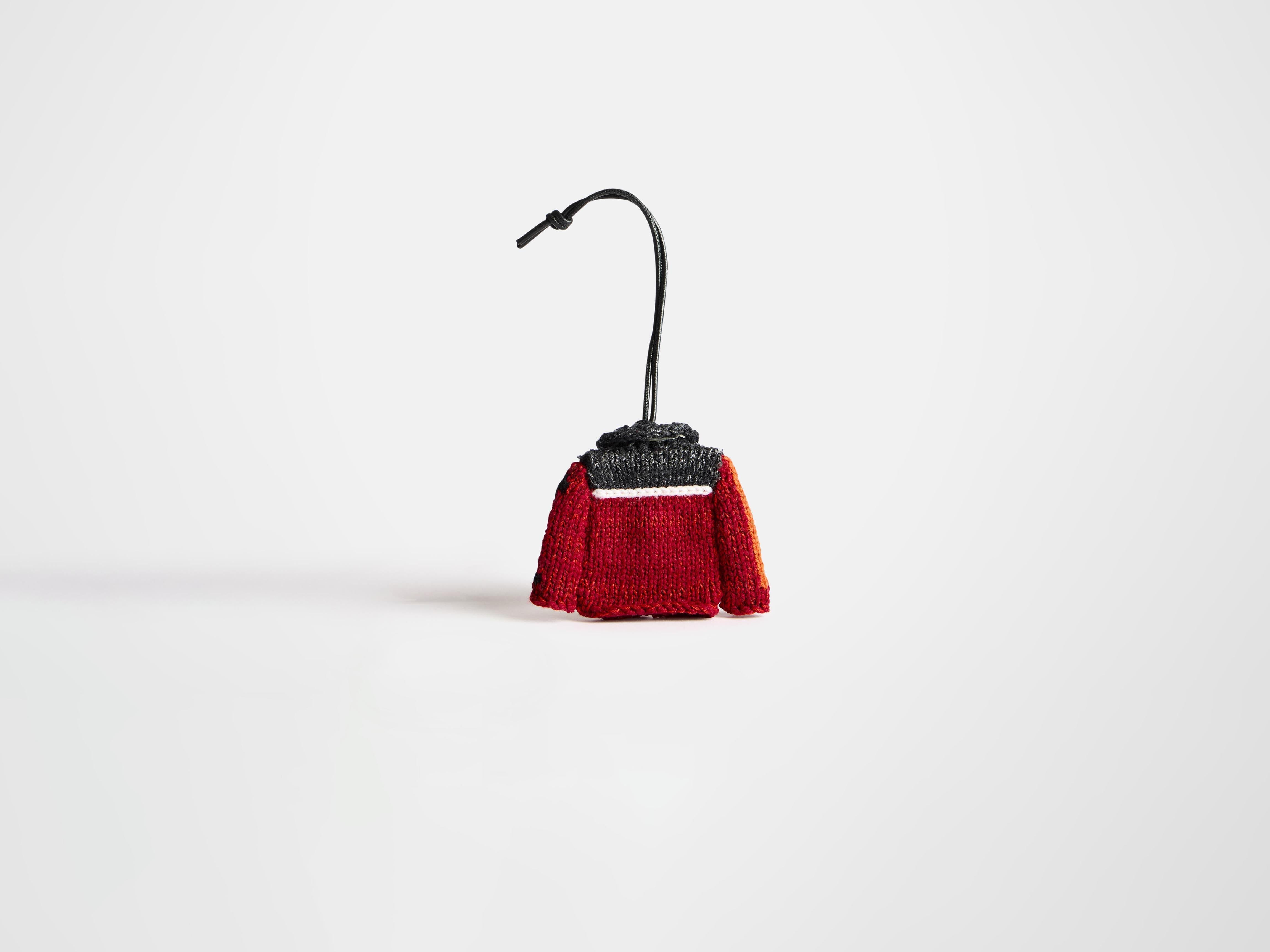 KNITTED HOUSE CARDIGAN CHARM IN RED - 2